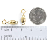 14K Yellow Gold Round Magnetic Clasp Converter for Necklace or Bracelet with Spring Ring, 1 Clasp