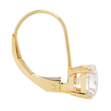14K Solid Yellow Gold Earrings | Round Cut Cubic Zirconia | Leverback Drop Dangle Basket Setting | 1.68 CTW