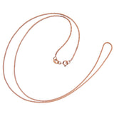 14K Solid Rose Gold Necklace | Box Link Chain | 18 Inch Length | 1.0mm Thick