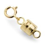 14K Yellow Gold Round Magnetic Clasp Converter for Necklace or Bracelet with Spring Ring, 2 Clasps