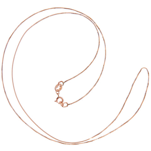 14K Solid Rose Gold Necklace | Box Link Chain | 20 Inch Length | .60mm Thick