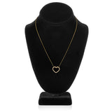 14K Solid Yellow Gold Open Heart Pendant | Pave Round Cut Cubic Zirconia Necklace| .35 CTW | 18 Inch Box Link Chain | With Gift Box