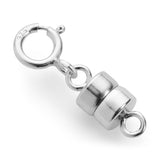 Sterling Silver Round Magnetic Clasp Converter for Necklace or Bracelet with Spring Ring, 2 Clasps