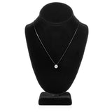 14K Solid White Gold Pendant Necklace | Bezel Set Round Cut Cubic Zirconia Solitaire | 1.5 Carat | 18 Inch .60mm Box Link Chain