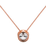 14K Solid Rose Gold Pendant Necklace | Bezel Set Round Cut Cubic Zirconia Solitaire | 1.5 Carat | 18 Inch .60mm Box Link Chain