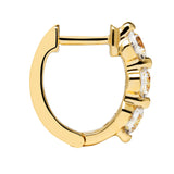 14K Solid Yellow Gold Earrings | Round Cut Huggie Hoop 3-Stone Cubic Zirconia | .48 CTW