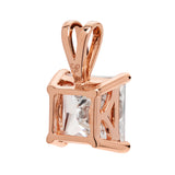 14K Solid Rose Gold Pendant Only | Princess Cut Cubic Zirconia Solitaire | 2.0 Carat