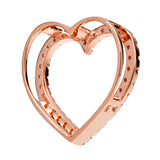 14K Solid Rose Gold Open Heart Pendant | Pave Round Cut Cubic Zirconia Pendant | .35 CTW | Pendant Only | With Gift Box