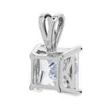 14K Solid White Gold Pendant Only | Princess Cut Cubic Zirconia Solitaire | 2.0 Carat