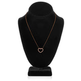 14K Solid Rose Gold Open Heart Pendant | Pave Round Cut Cubic Zirconia Necklace| .35 CTW | 18 Inch Box Link Chain | With Gift Box