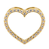 14K Solid Yellow Gold Open Heart Pendant | Pave Round Cut Cubic Zirconia Pendant | .35 CTW | Pendant Only | With Gift Box