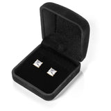 14K Solid Yellow Gold Stud Earrings | Princess Cut Cubic Zirconia | Screw Back Posts | 4.0 CTW