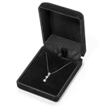 14K Solid White Gold Pendant Necklace | Round Cut Cubic Zirconia "Trilogy" 3-Stone | .22 CTW, Diamond Equivalent | 16 Inch Box Link Chain