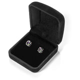 14K Solid White Gold Round Cut Rainbow Mystic Cubic Zirconia Stud Earrings | 4.0 CTW | Screw Back Posts