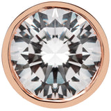 14K Solid Rose Gold | Round Cut Cubic Zirconia Stud Earrings | 2.0 CTW Bezel Set | Screw Back Posts