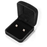 14K Solid Yellow Gold Stud Earrings | Princess Cut Cubic Zirconia | Screw Back Posts | 1.0 CTW