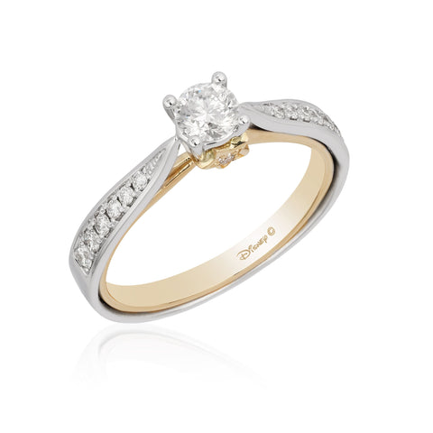 Enchanted Disney Fine Jewelry 14K White Gold and Yellow Gold 1/2 CTTW Tinker Bell Engagement Ring